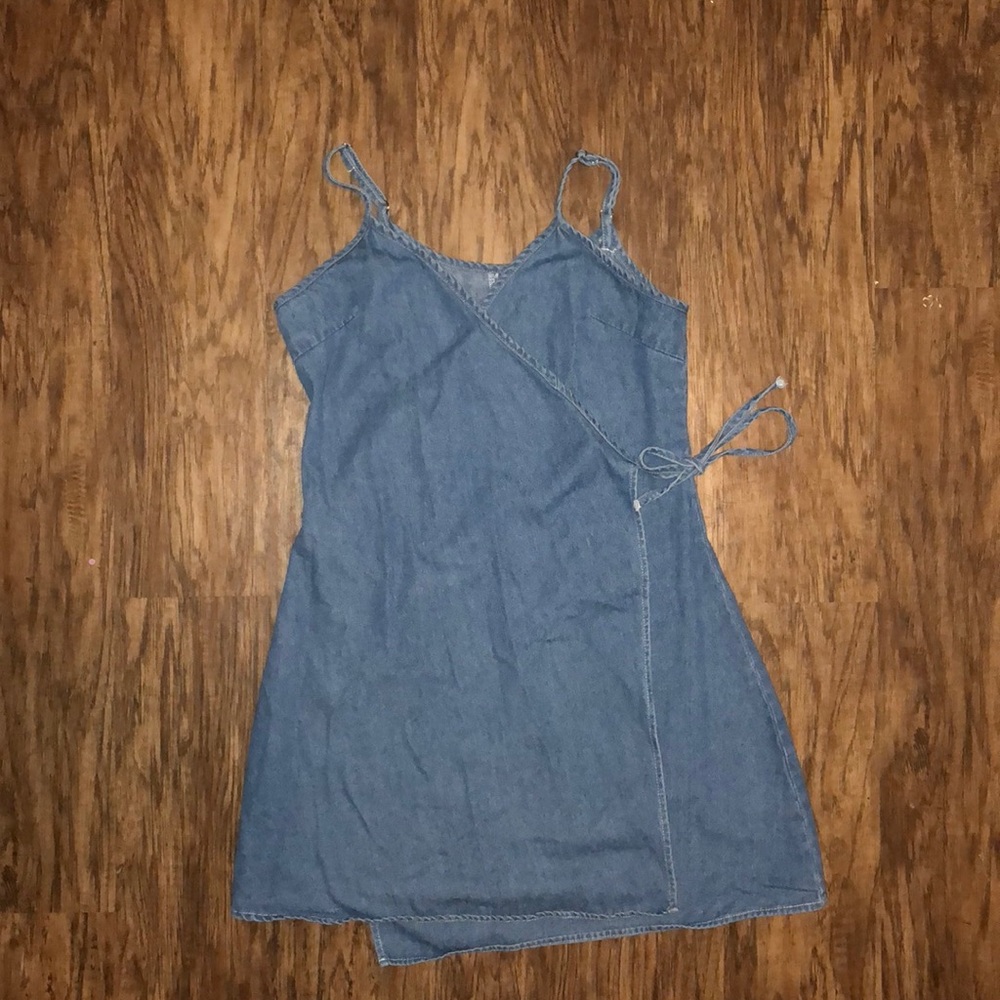 denim wrap dress